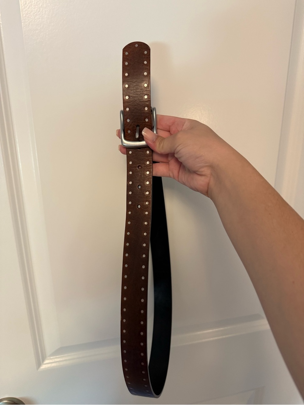 Brown with Silver Studded Leather Belt